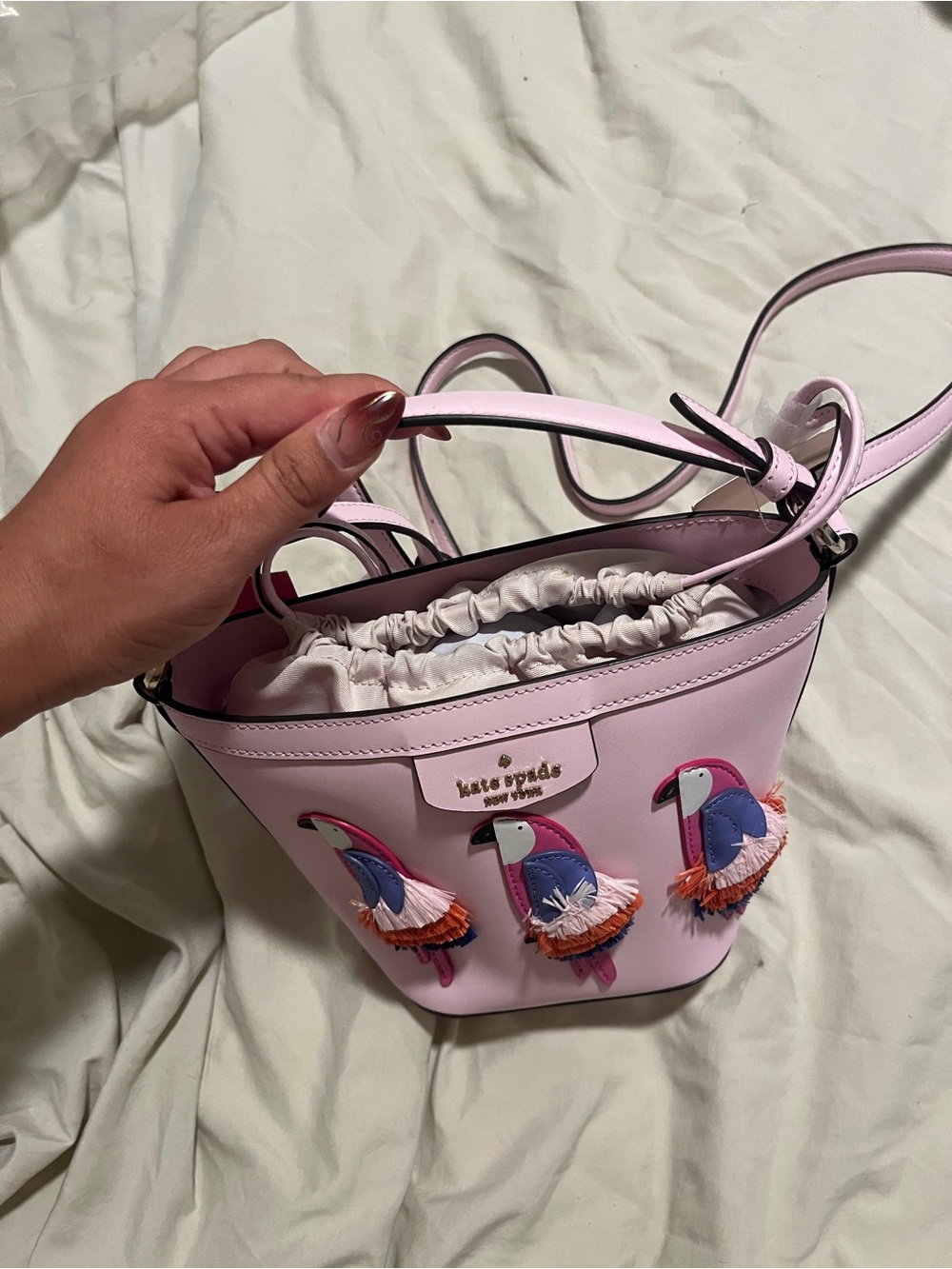 kate spade Pink Parrot Fringe Appliqué Crossbody Bag - Picture 2 of 3